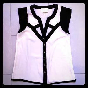 Yumi Kim short sleeve blouse (black and white)